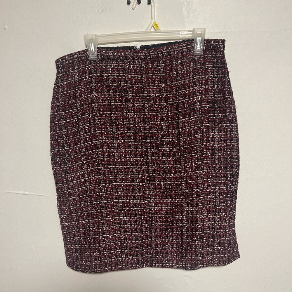 Ann Taylor Tweed Pencil Skirt in Black and Red